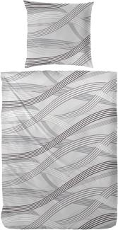 Westminster Feinbiber Bettwäsche 135x200 Wellen silber grau 173081-88