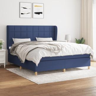 vidaXL Boxspringbett mit Matratze Blau 160x200 cm Stoff 3128539