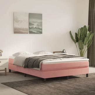 vidaXL Boxspringbett mit Matratze Rosa 140x200 cm Samt 3144338