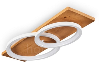 hofstein Deckenleuchte »Palermo« moderne Deckenlampe aus Metall/Holz/Kunststoff in Natur/Weiß, 3000 Kelvin, 75cm, dimmbar über Lichtschalter, 3500 Lumen, 1xLED 30 Watt