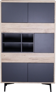 Highboard aus MDF - 78 x 130 x 39 cm - mit 5 Türen, 4 offene Fächer - Natur