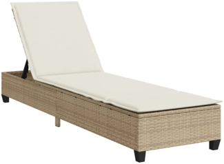 vidaXL Sonnenliege mit Auflagen Beige 55x200x25,5cm Poly Rattan 4104097