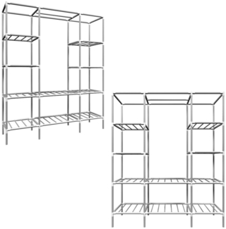 Breiter XXL Kleiderschrank Metall Regal Kleiderstange 178x148x44,5cm Faltschrank