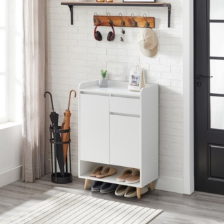 Ofcasa Schuhschrank Schuhaufbewahrung mit 2 Türen 60x32x91cm 60x32x91cm Organizer mit 1 Schublade und 5 Einlegeböden