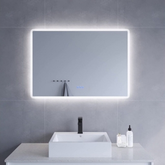 AQUABATOS LED-Lichtspiegel LED Badspiegel Groß Badezimmerspiegel mit Beleuchtung (Lichtspiegel Wandspiegel 140x70cm 100x70cm 160x70cm Kaltweiß 6400K, Neutralweiß 4500K, Warmweiß 3000K, Dimmbar, Memory-Funktion), Touch Schalter, Spiegelheizung, Energies...