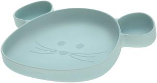 Lässig Esslernteller mit Saugfuß Little Chums Maus blau - A