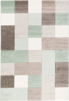 Pergamon Designteppich Designer Teppich Maui Pastell Grün Beige Karo, Rechteckig, Höhe: 13 mm