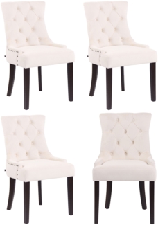 CLP 4er Set Esszimmerstuhl Aberdeen Samt Antikes Design mit Gestell aus Kautschukho,creme antik