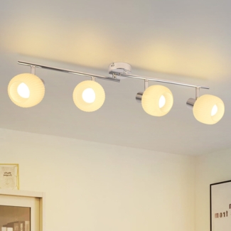 ZMH Deckenstrahler 1 Flammig Deckenleuchte Flur - Deckenlampe Weiß Strahler Innen Vintage Glas Deckenspots Morden E14 Design 350°Schwenkbar Spots für Schlafzimmer Wohnzimmer(Ohne Leuchtmittel)