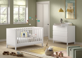 3-tlg. Kinderzimmerset Eva 145 x 85 x 74.2 cm Kiefer MDF Weiß