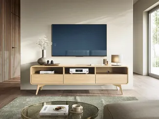 Vente-unique - JALEMO TV unit Holz, Platte Beige - B 39 cm x H 53 cm x L 180 cm