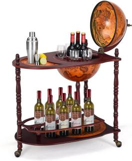 COSTWAY Weinregal Flaschenregal, Mit 3 Rollen, mit Tischplatte