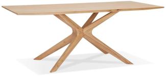 Esszimmertisch Massiv Eiche | Esstisch Skandinavisch 195x95cm | Küchentisch Rechteckig X-Gestell | Holztisch Robust Naturfarben | Eichenholztisch 76cm Hoch | AURAX Kollektion