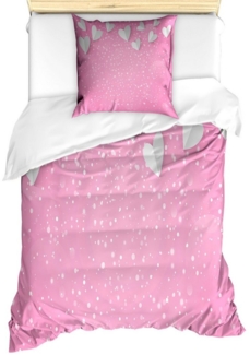 Abakuhaus Bettwäsche Milbensicher Allergiker geeignet mit Kissenbezug, Microfaser, Pink und Weiß 3D-Herz-Flügel