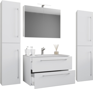 VCM Badmöbel Waschtisch Badinos 915091 Weiß H. 150 x B. 130 x T. 46 cm