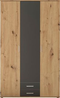 MARBURG Kleiderschrank in Artisan Eiche Optik, Graphit - Vielseitiger Drehtürenschrank 3-türig für Ihr Schlafzimmer - 120 x 196 x 54 cm (B/H/T)