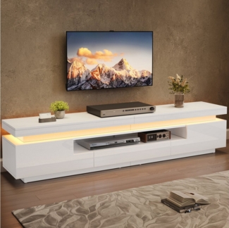 HAUSS SPOLE Lowboard mit Schublade,Hochglanz-TV-Schrank TV-Regal mit halboffenem Stauraum (TV-Ständer, Hochglanz-Wohnzimmerschrank, 1 St, mit 2 L-förmigen Schränken und 1 Schublade), mit LED, halboffenem Stauraum