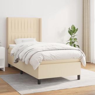 vidaXL Boxspringbett mit Matratze Stoff Creme 80x200 cm, Härtegrad: H2 [3131550]