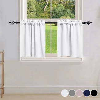 BTTO TEPP Scheibengardine Blickdicht Vorhang,Kurzer Vorhang mit Stangendurchzug,Bistrogardine (2 St), Lichtschutz, Verdunkelnd