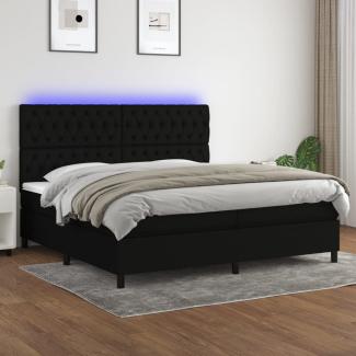 Boxspringbett mit Matratze & LED Stoff Schwarz 200x200 cm, Härtegrad: H2 [3135143]