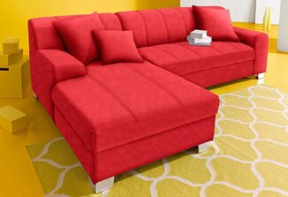 DOMO collection Ecksofa Turah incl. Zierkissen, moderne Steppung, auch in Leder, wahlweise mit Bettfunktion, Schlafsofa, B/T/H: 239/152/75 cm, L-Form