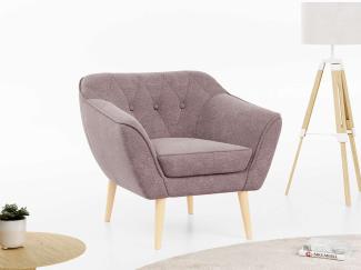 Sofa, Skandinavischer Stil, Holzbeine - PIRS - 1 Sitzer - Rosa - Stoff