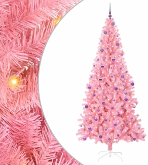vidaXL Weihnachtsbaum mit 300 LEDs mit Ständer Rosa 240 cm PVC 3396453