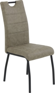 Hela Tische, 1er Pack Esszimemrstuhl Petra, Microfaser Schlamm, Rundrohr Metallfüße, Lehne mit Griff