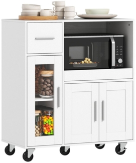 HOMCOM Küchenbuffet mit Ablagen, Schubladen, verstellbarem Regal, Kabelloch (Küchenbuffet, 1-St, Küchenschrank) für Küche, Esszimmer, Weiß