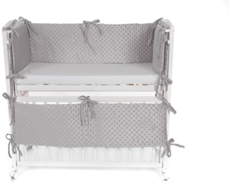 Baby Beistellbett Weiß mit Nestchen & Matratze – Komplettset-Grau