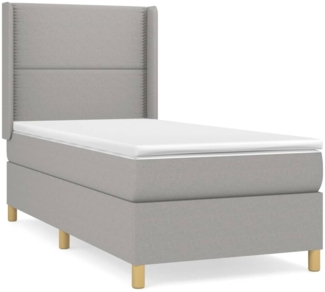 vidaXL Boxspringbett mit Matratze Hellgrau 90x190 cm Stoff, Härtegrad: H2 [3131873]