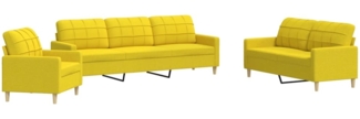 vidaXL 3-tlg. Sofagarnitur Hellgelb Stoff 3278292