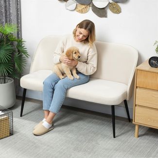 Sofa 2‑Sitzer 127*63*84.5 cm, Beige, Metall- und Holzrahmen, samtartiger Stoff