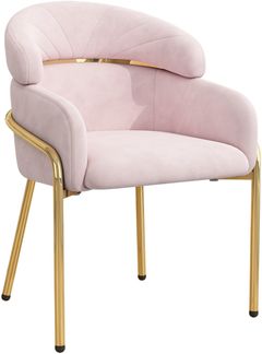 Merax Esszimmerstuhl, Freizeitstuhl, mit vier Metallbeinen, Samt, Rosa