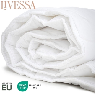 livessa Bettdecke + Kopfkissen Ideal für Ganzjahreszeiten mit 300 g/m² Füllung, Füllung: Hohlfaser, Bezug: Mikrofaser, Bettwaren SET weich und atmungsaktiv