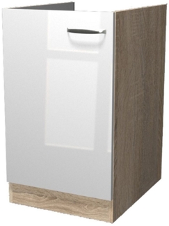Flex-Well Spülenunterschrank Spülenunterschrank ohne Arbeitsplatte - 50 cm breit - Hochglanz Weiß S