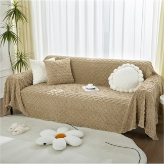 Sunicol Sofabezug Weiche Flauschiger Kunstpelz Sofabezug Waschbar Couch überzug, 3 Größen, Jacquard Sofaüberwurf Decke