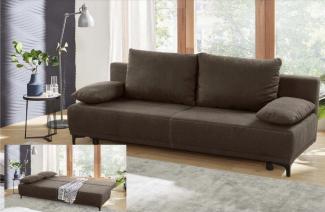 Schlafsofa LUIGI Querschläfer mit Bett und Stauraum Braun ca. 196 cm