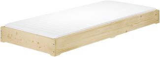 Stapelbett Bettrahmen 100x200 Fichte Gästebett Bodenbett mit wählbarem Zubehör V-60.69-10Rollrost und Matratze inkl.