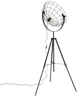 Qazqa Stehlampe Hanze, ohne Leuchtmittel, E27, Schwarz, Industrie, Stahl, 1-flammig