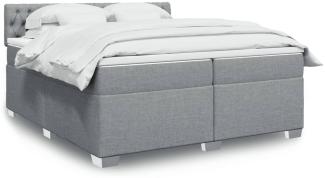 vidaXL Boxspringbett mit Matratze Hellgrau 200x200 cm Stoff 3288302