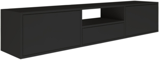 Selsey 'Framme' hängendes TV-Board mit drei Klappen und einer Ablage, Schwarz, 150 cm