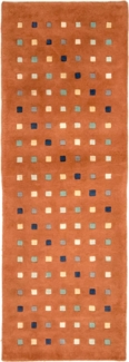 Morgenland Nepal Teppich - Karo - rechteckig - 140 x 70 - Orange