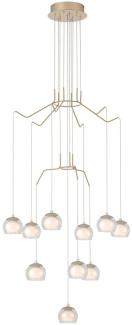 Eglo 39516 Hängeleuchte ROVIGANA Stahl champagner/Glas, Glas opal-matt klar, weiss LED 10X3,3W 3000K H:166cm Ø67cm dimmbar