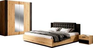 INOSIGN Schlafzimmer-Set Sigma, Set 4 -St(Kleiderschrank, 2xNako, Bett 180), Made in Europe, Komplettschlafzimmer, viel Stauraum, trendige Farben