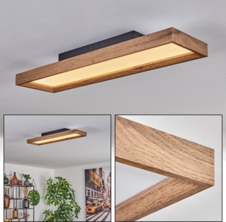 hofstein Deckenleuchte Deckenleuchte aus Metall/MDF/Kunststoff in Schwarz/Holzoptik/Weiß, LED fest integriert, 3000 Kelvin, Länge 80 cm, 18 Watt, 1900 Lumen, 3000 Kelvin