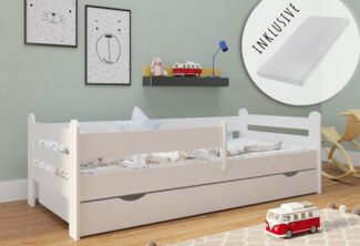 Kids Collective Kinderbett 80x160 80x180 90x200 mit Rausfallschutz, Schublade, Lattenrost, Komplettbett, Jugendbett, viel Stauraum, Bettkasten,160x80 cm