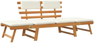 vidaXL Gartenbank 2-in-1 mit Polstern 190 cm Massivholz Akazie 42647
