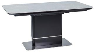 Esstisch Säulentisch Pallas Ceramic 160-210x90x76cm Marmor grau schwarz ausziehbar