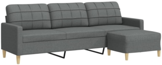 vidaXL 3-Sitzer-Sofa mit Hocker Dunkelgrau 210 cm Stoff 3278250